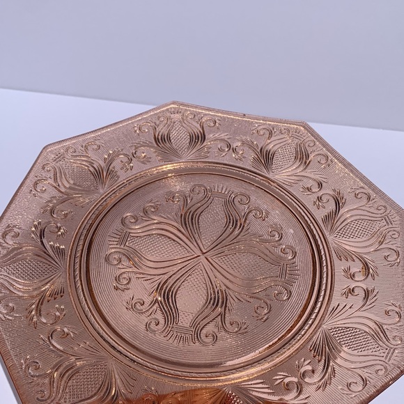 Vintage pink Imperial Glass Blaise AKA Scrolled Thistle Line 705 Salad Plate EUC - Picture 6 of 10